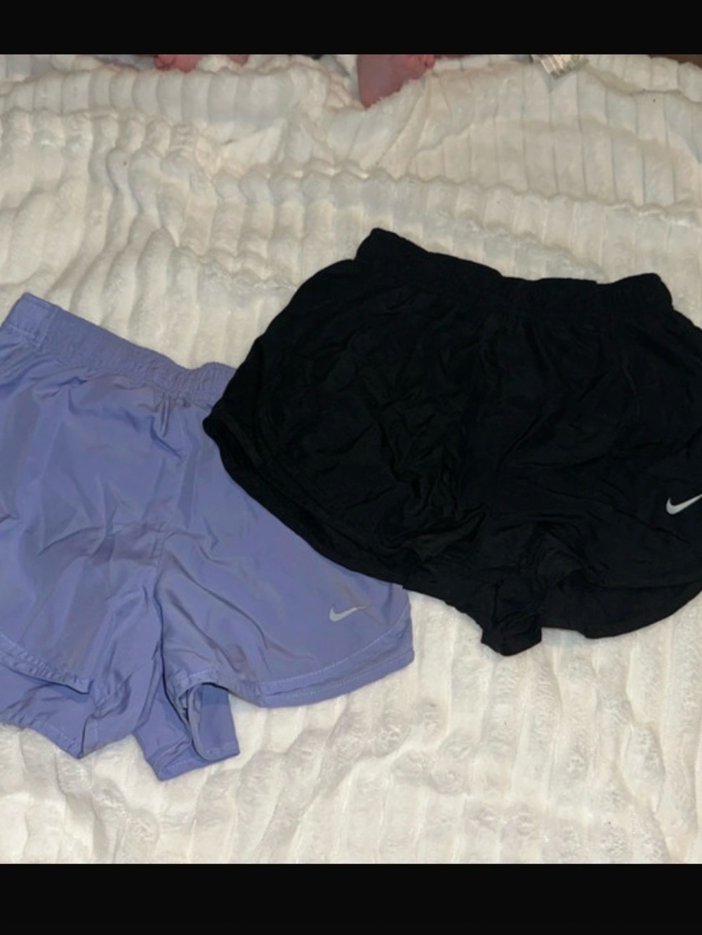 Nike Women's Athletic Shorts — Black and Lavender Pair